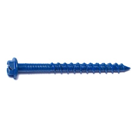 RED HEAD Tapcon Concrete Screw, 3/16" Dia., Hex, 2 1/4 in L, Steel Blue Ruspert, 100 PK 08111